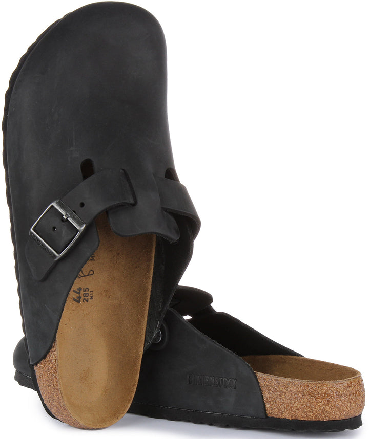 Birkenstock Boston Clogs | Black genuine leather for Men and Women