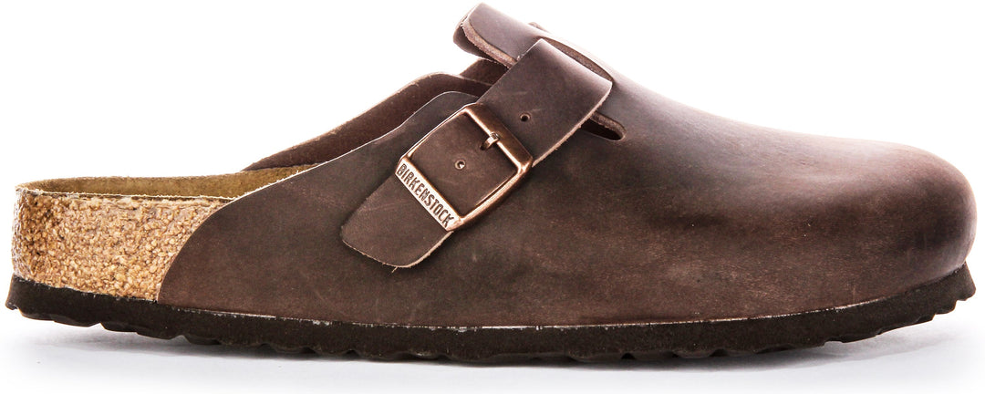 Sabots Birkenstock Boston | Cuir véritable marron pour hommes et femmes