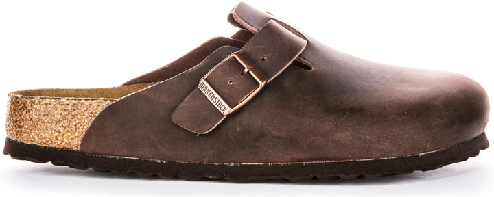 Sabots Birkenstock Boston | Cuir véritable marron pour hommes et femmes