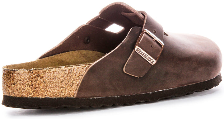 Sabots Birkenstock Boston | Cuir véritable marron pour hommes et femmes