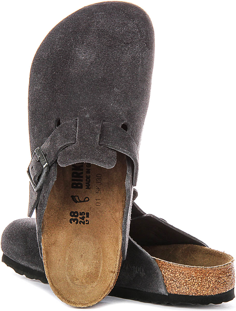 Zuecos Birkenstock Boston | Birko-Flor color carbón para hombre y mujer - horma regular