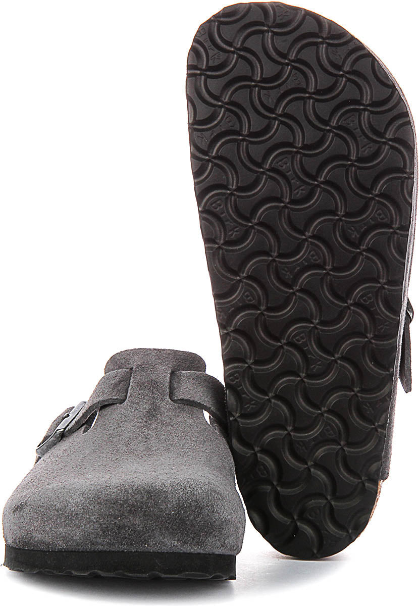 Zuecos Birkenstock Boston | Birko-Flor color carbón para hombre y mujer - horma regular
