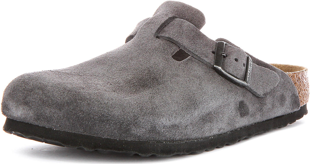 Zuecos Birkenstock Boston | Birko-Flor color carbón para hombre y mujer - horma regular