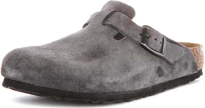 Zuecos Birkenstock Boston | Birko-Flor color carbón para hombre y mujer - horma regular