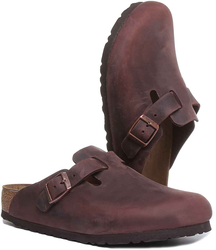 Zoccoli Birkenstock Boston | Vera pelle marrone scuro da uomo