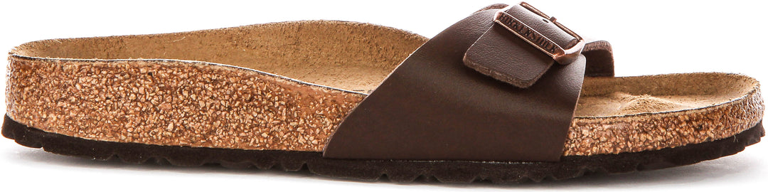 Birkenstock Madrid sandalen | Donkerbruin Birko-Flor voor dames - Smalle pasvorm