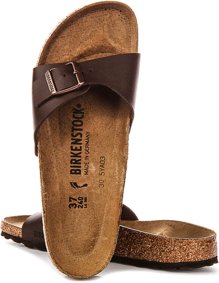 Birkenstock Madrid sandalen | Donkerbruin Birko-Flor voor dames - Smalle pasvorm