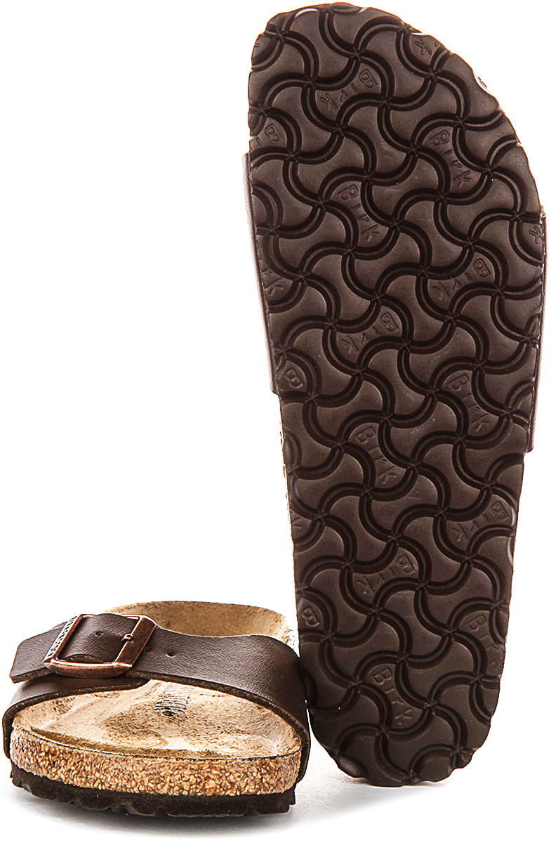 Birkenstock Madrid sandalen | Donkerbruin Birko-Flor voor dames - Smalle pasvorm