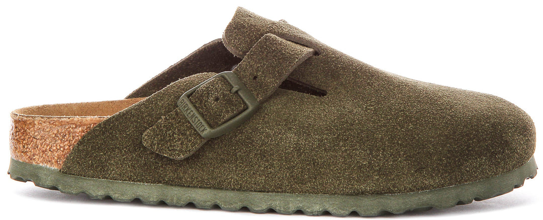 Zoccoli Birkenstock Boston | Birko-Flor verde scuro da uomo e donna - calzata stretta