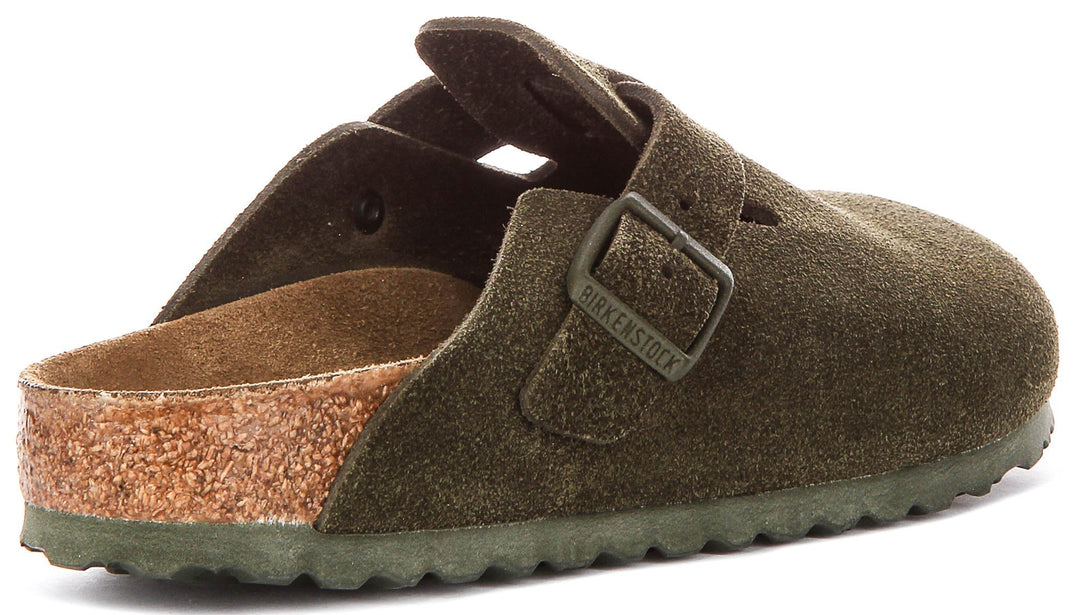 Zoccoli Birkenstock Boston | Birko-Flor verde scuro da uomo e donna - calzata stretta