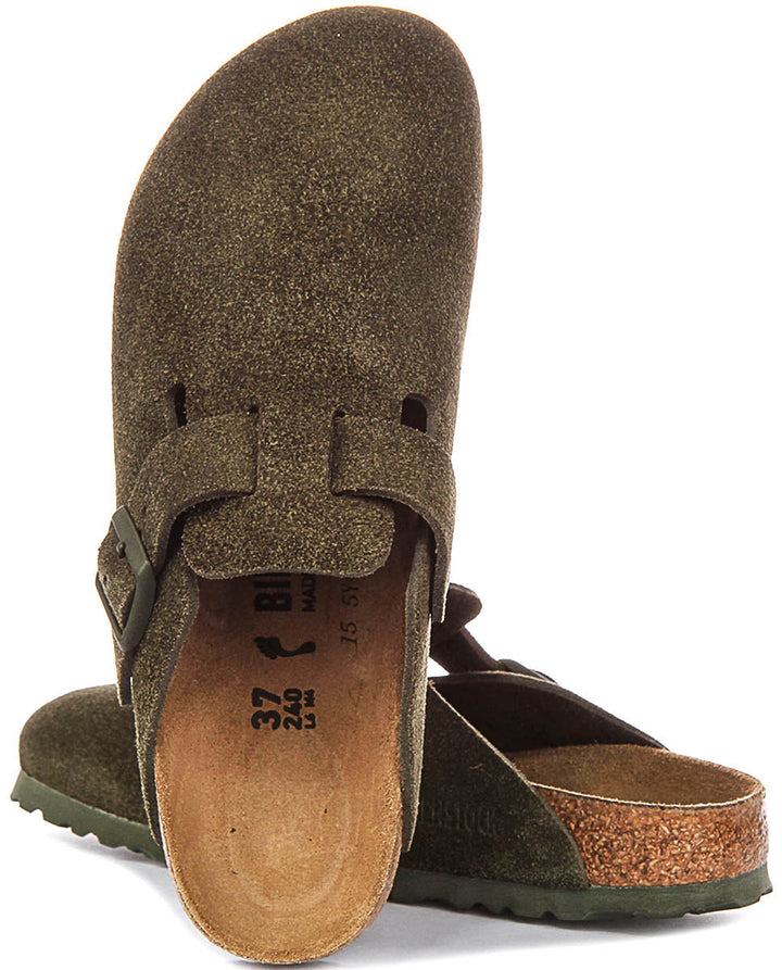 Zoccoli Birkenstock Boston | Birko-Flor verde scuro da uomo e donna - calzata stretta