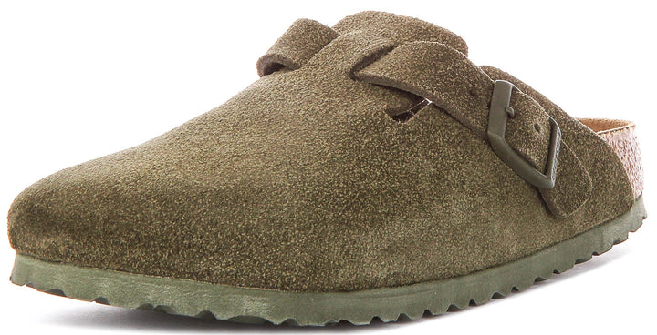 Zoccoli Birkenstock Boston | Birko-Flor verde scuro da uomo e donna - calzata stretta