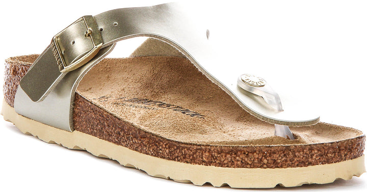 Sandales Birkenstock Gizeh | Birko-Flor doré pour enfant - coupe étroite