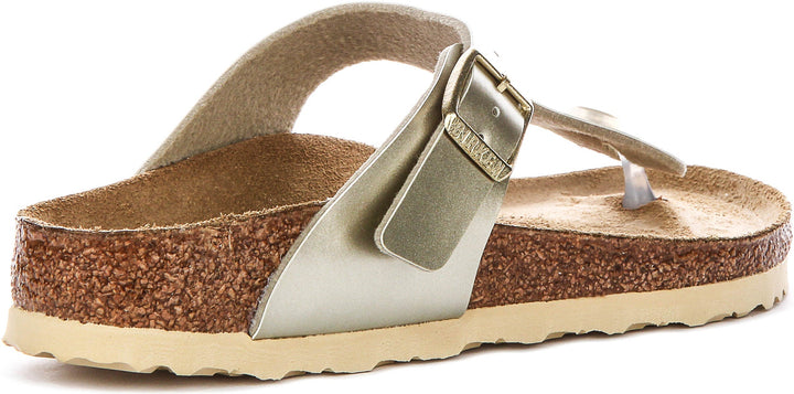 Sandales Birkenstock Gizeh | Birko-Flor doré pour enfant - coupe étroite
