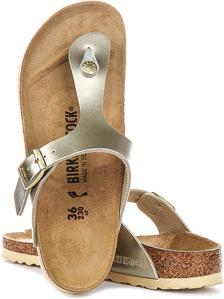 Sandales Birkenstock Gizeh | Birko-Flor doré pour enfant - coupe étroite