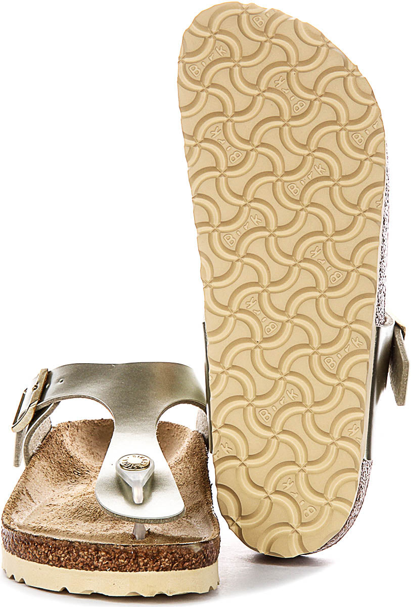Sandales Birkenstock Gizeh | Birko-Flor doré pour enfant - coupe étroite