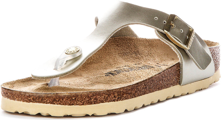 Sandales Birkenstock Gizeh | Birko-Flor doré pour enfant - coupe étroite