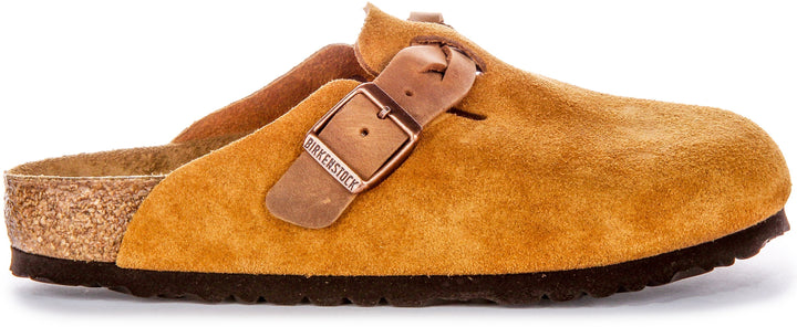 Sabots Birkenstock Boston | Cuir suédé vison - bride tressée pour femmes