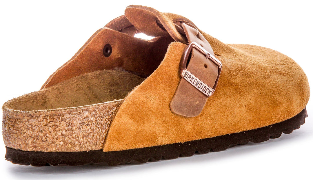 Sabots Birkenstock Boston | Cuir suédé vison - bride tressée pour femmes