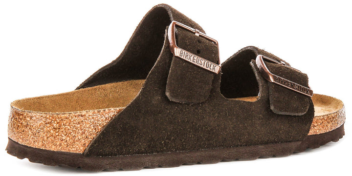 Sandales Birkenstock Arizona | en cuir suédé moka – semelle souple pour hommes et femmes – largeur étroite