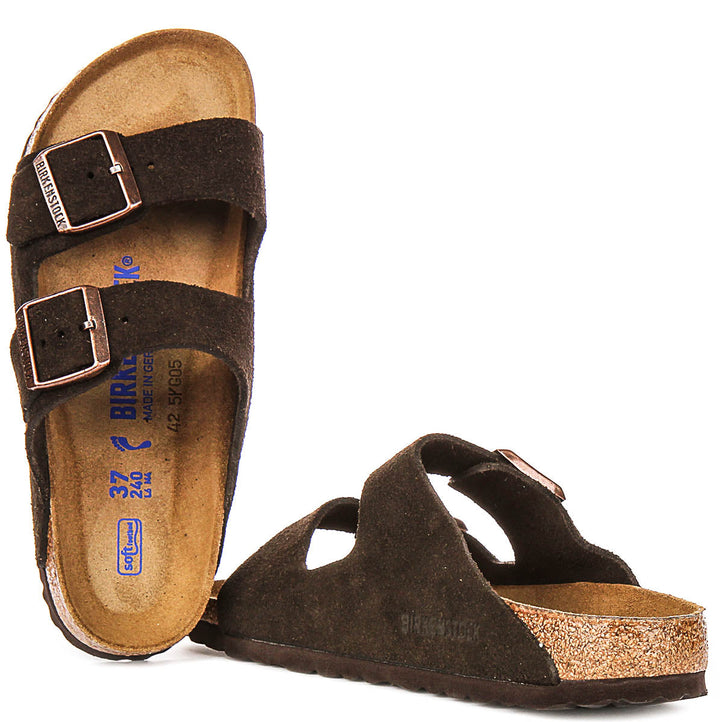 Sandales Birkenstock Arizona | en cuir suédé moka – semelle souple pour hommes et femmes – largeur étroite