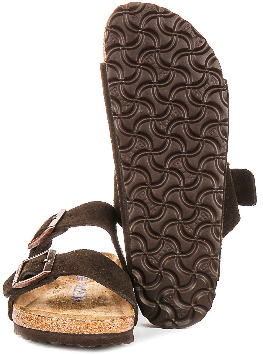 Sandales Birkenstock Arizona | en cuir suédé moka – semelle souple pour hommes et femmes – largeur étroite