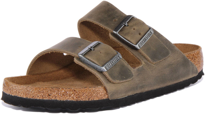 Sandales Birkenstock Arizona | cuir nubuck olive pour femmes