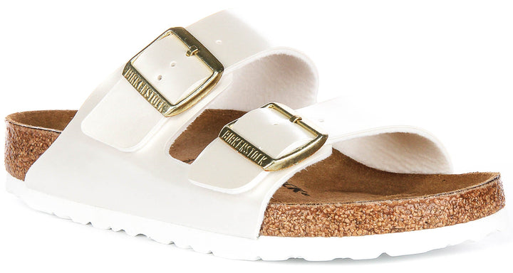 Sandales Birkenstock Arizona | Birko-Flor blanc perle pour enfants - largeur normale