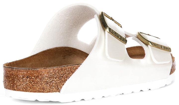 Sandales Birkenstock Arizona | Birko-Flor blanc perle pour enfants - largeur normale