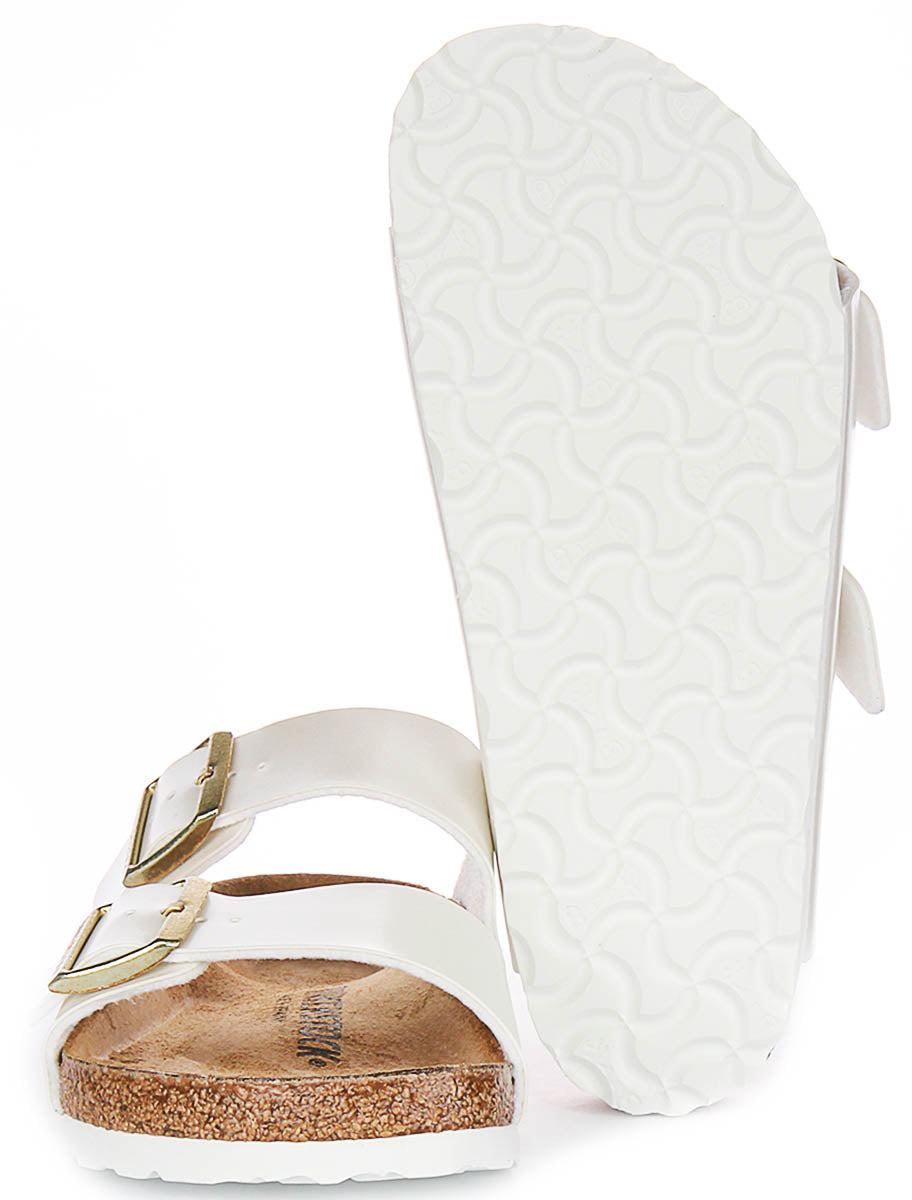 Sandales Birkenstock Arizona | Birko-Flor blanc perle pour enfants - largeur normale