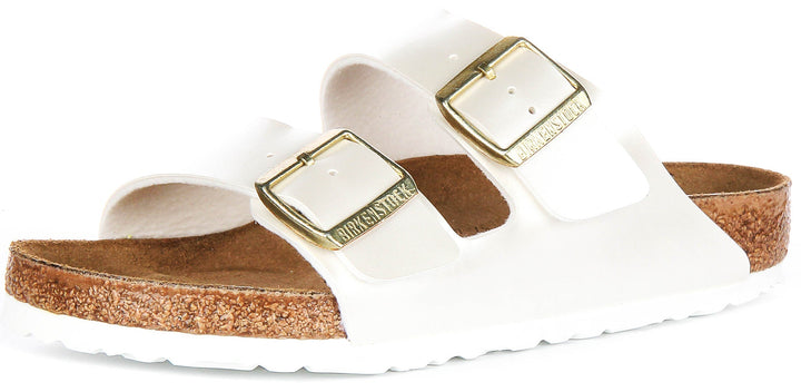 Sandales Birkenstock Arizona | Birko-Flor blanc perle pour enfants - largeur normale