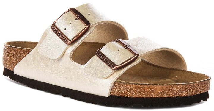 Birkenstock Arizona sandales | Birko-Flor blanc perle pour femmes - coupe standard
