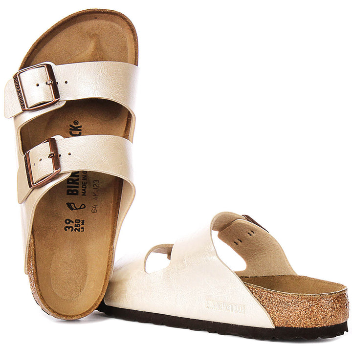 Birkenstock Arizona sandales | Birko-Flor blanc perle pour femmes - coupe standard