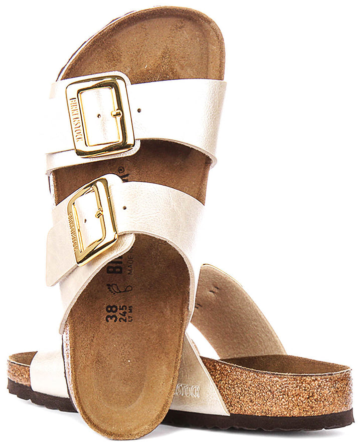 Zoccoli Birkenstock Sydney Cushion | Birko-Flor bianco perla da donna - calzata regolare