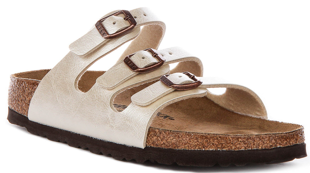 Birkenstock Florida sandalen | Parelwit Birko-Flor voor dames - Smalle pasvorm