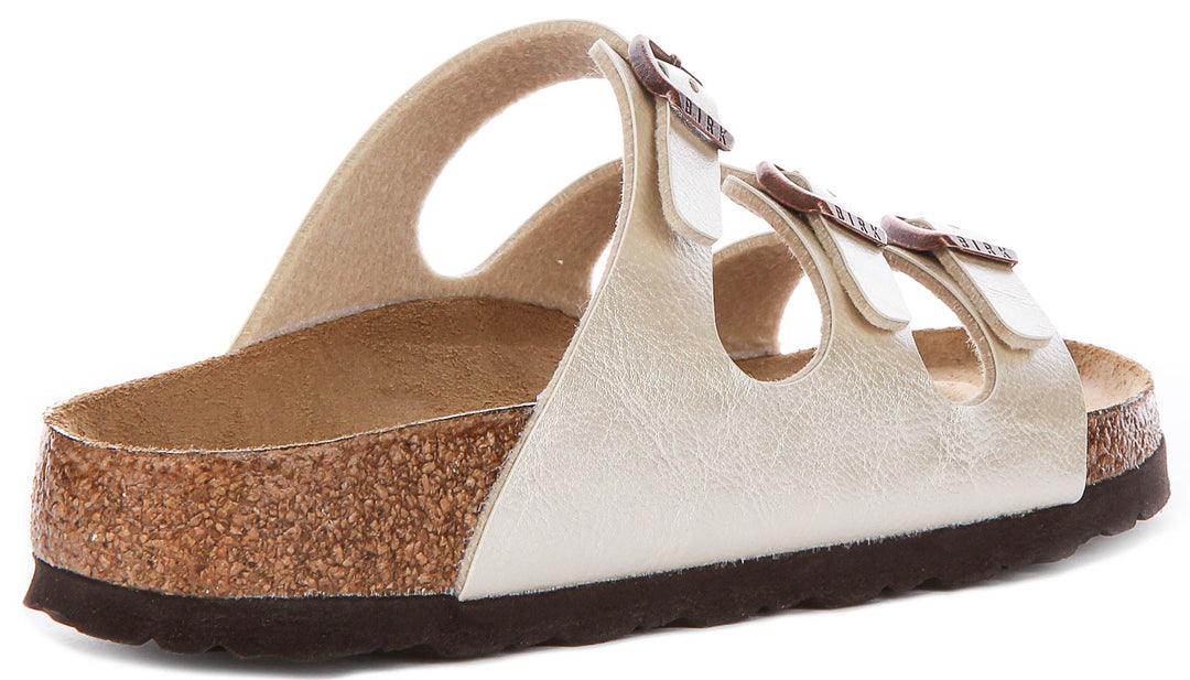 Birkenstock Florida sandalen | Parelwit Birko-Flor voor dames - Smalle pasvorm