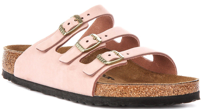 Sandales Birkenstock Florida | en cuir nubuck rose pour femmes – largeur normale