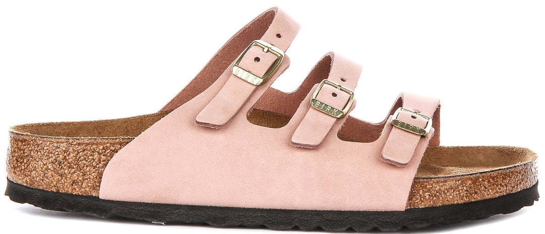 Sandales Birkenstock Florida | en cuir nubuck rose pour femmes – largeur normale