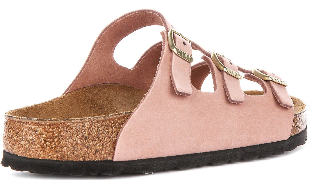 Sandales Birkenstock Florida | en cuir nubuck rose pour femmes – largeur normale