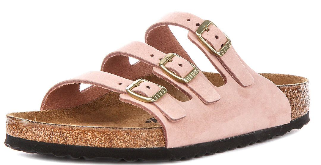 Sandales Birkenstock Florida | en cuir nubuck rose pour femmes – largeur normale