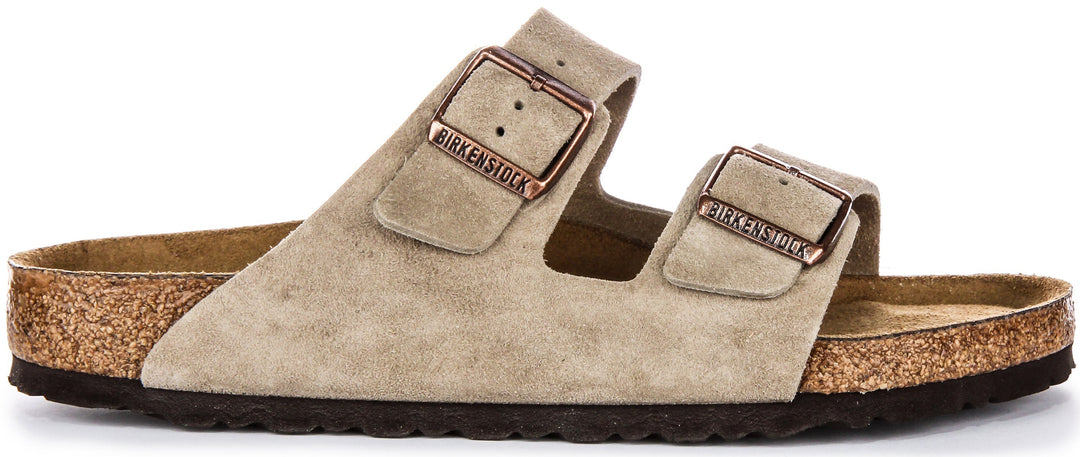 Sandales Birkenstock Arizona | Cuir suédé taupe - semelle souple pour hommes et femmes