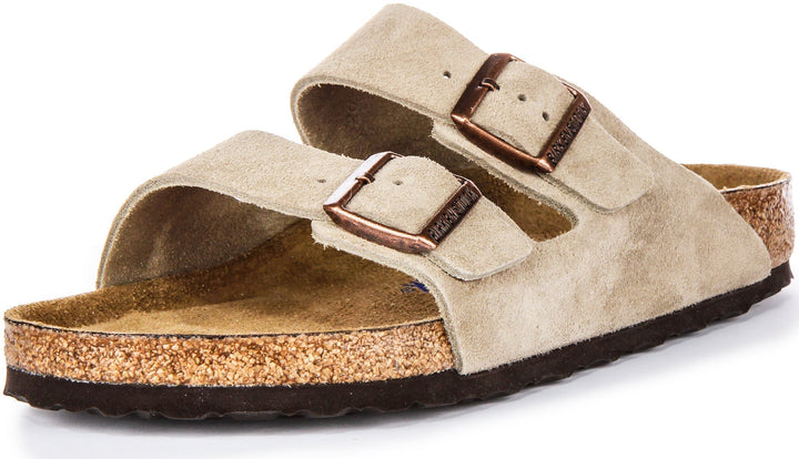 Sandales Birkenstock Arizona | Cuir suédé taupe - semelle souple pour hommes et femmes