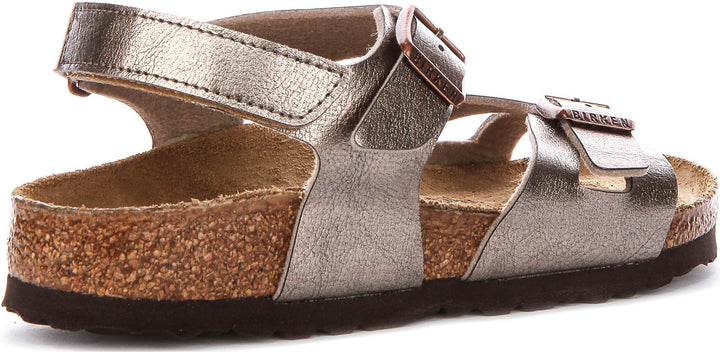 Sandales Birkenstock Rio | Birko-Flor taupe pour enfant - coupe étroite