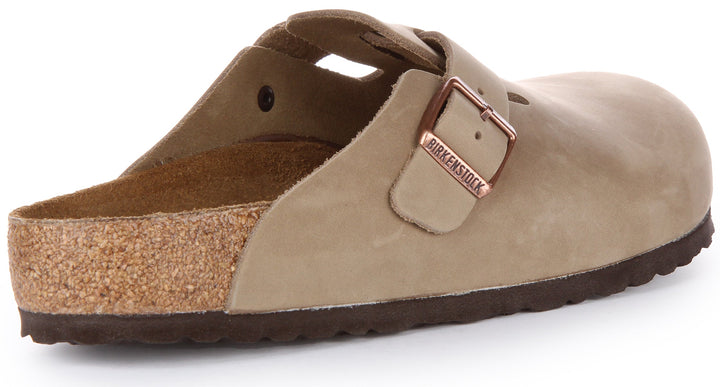 Sabots Birkenstock Boston | Cuir véritable tabac pour femme