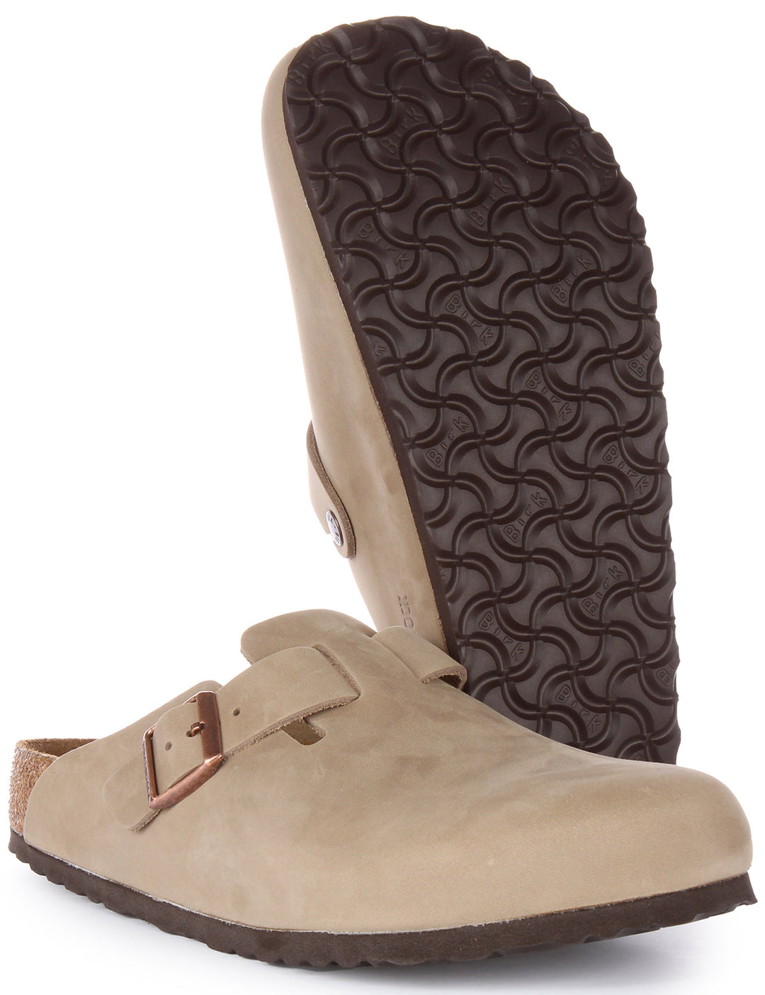 Sabots Birkenstock Boston | Cuir véritable tabac pour femme