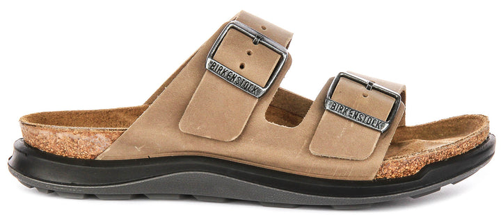 Sandalias Birkenstock Arizona | Piel auténtica color tabaco - suela Crosstown para mujer - Ajuste regular
