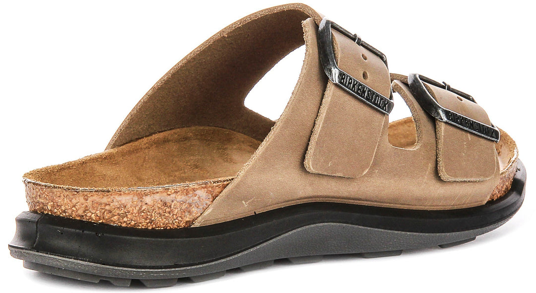 Sandalias Birkenstock Arizona | Piel auténtica color tabaco - suela Crosstown para mujer - Ajuste regular