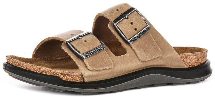 Sandalias Birkenstock Arizona | Piel auténtica color tabaco - suela Crosstown para mujer - Ajuste regular